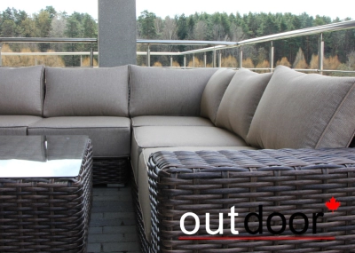 Комплект мебели из ротанга OUTDOOR Санторини (угловой диван, стол), широкое плетение