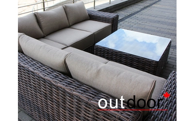 Комплект мебели из ротанга OUTDOOR Санторини (угловой диван, стол), широкое плетение